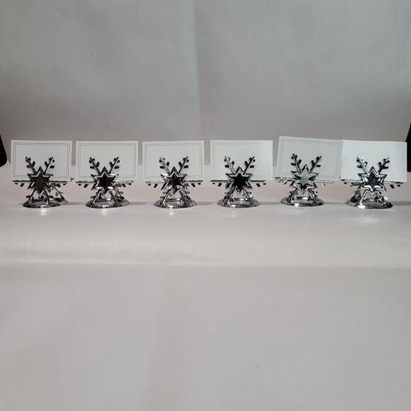 Pier 1 Imports Silver-Tone Six Snowflakes Place Card Holders - Picture 4 of 12